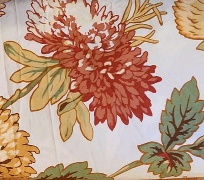 Pottery Barn Queen Duvet & 2 Euro Shams Botanical Mums Mustard Sage Dusty Rose-image