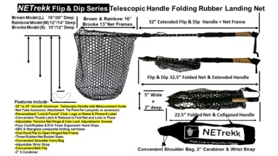 Telescopic Handle Folding Rubber Landing Net (Med. Flip & Dip Rainbow Model)-image