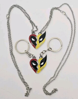 Lot of 2 Deadpool and Wolverine Movie Best Friends Necklace & Keychain set-image