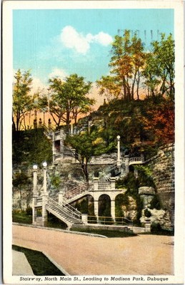 Postcard IA Dubuque Stairway North Main St Leading to Madison Park-image