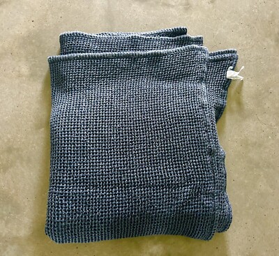 VGUC Pottery Barn Waffle Weave Blanket Blue Gray King Size 108 X 98 VGUC-image