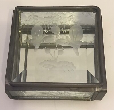 Small Glass “Butterfly and Flower” Studio One Trinket Box-image