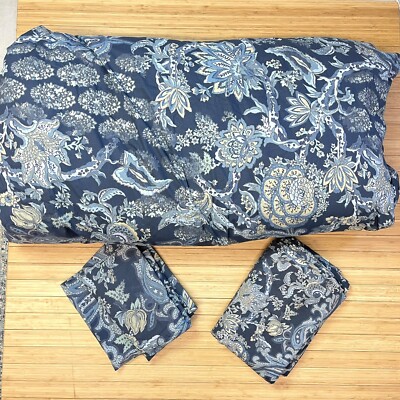 Pottery Barn Reza Palampore Blue Full Queen Duvet,  & Pillow Shams, & Bed Skirt-image