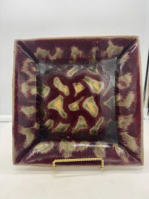 Studio Pottery Square Plate Platter Serving Tray Signed S Ray-image
