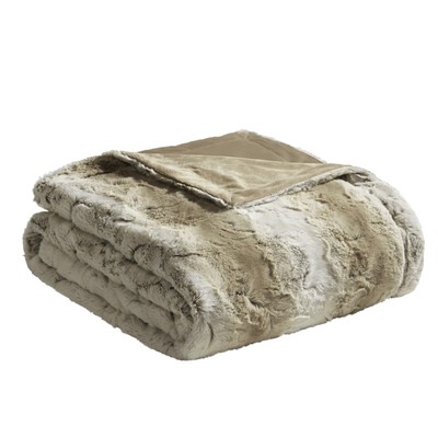 Plush Luxury Oversized Faux Fur Throw Animal Stripes Design Faux Mink On The Rev-image