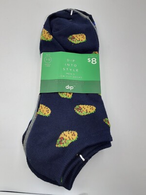 Dip Into Style Men’s Quarter Socks 3 Pack Size 7- 12 Brand New Multi Color -image