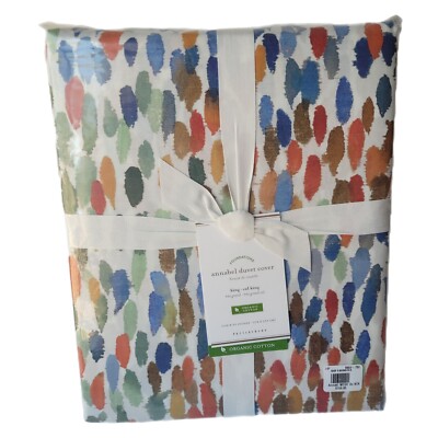 Pottery Barn Annabel King Cal King Duvet Cover Watercolor Dot Brand New Package-image