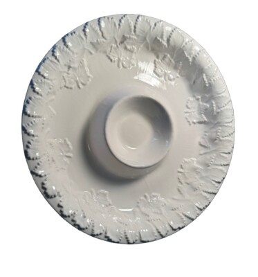 RARE BIA Cordon Bleu Portugal Large Round Chip & Dip Bowl Embossed Raised leaf-image