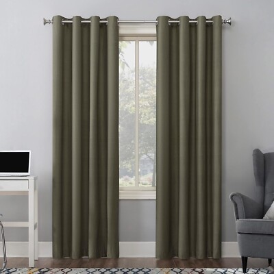 Sun Zero Columbia Blackout Olive Green Single Grommet Curtain Panel 50