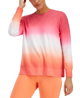 ID Ideology Women's Dip Dye Crewneck Top Pink Size X-Small-image