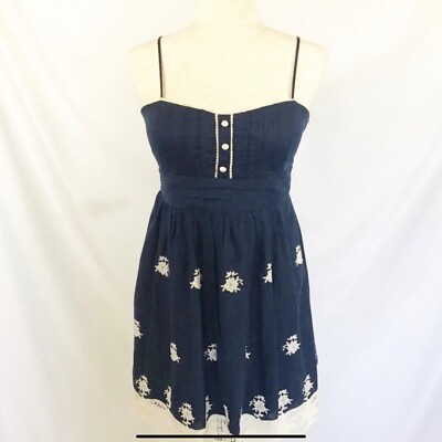 City Studio Dress Junior Size 9 Mini Embroidery Lace Navy Blue White Summer-image