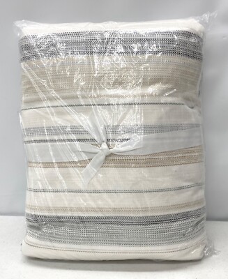 BRAND NEW Pottery Barn Clayton Striped Cotton FULL/QUEEN Duvet Cover~Neutral-image