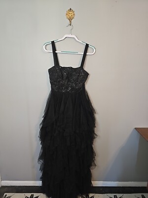 City Studios Juniors Sequined Tiered Bustier Gown Size 9-image