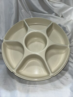 Vtg Tupperware Divided Veggie Fruit Dip Snack Party Tray With Hard Lid -image