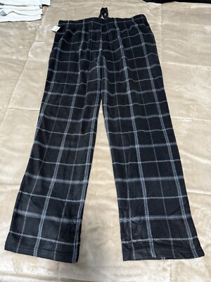 Dip Men's Soft Pajama Sleep Bottom Pants, Drawstring - Black Plaid - LARGE - New-image