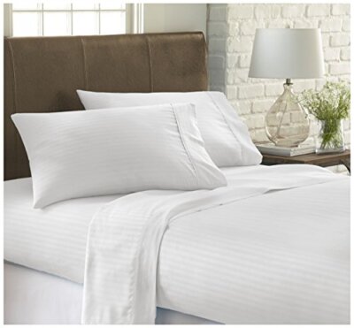 ienjoy Home Embossed 4 Piece Sheet Set Twin Stripe White-image