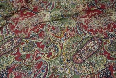 Pottery Barn 3pc Queen Caesarea Red Paisley Duvet Cover +2 Standard Sham Set-image