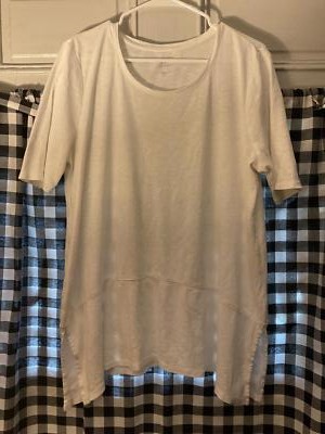 J. Jill Pima White Dipped Hem Tunic Size Large-image