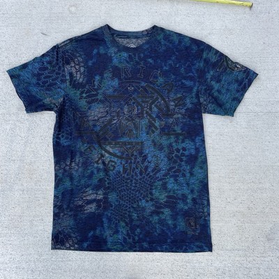 American Fighter BLUE BLACK Textured Graphic Dip Dye T-shirt Mens Large EUC-image