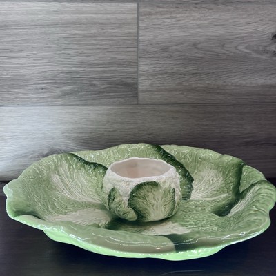 MINT Vintage Large Cabbage Lettuce Leaf Serving Bowl Platter Hearth and Home Dip-image