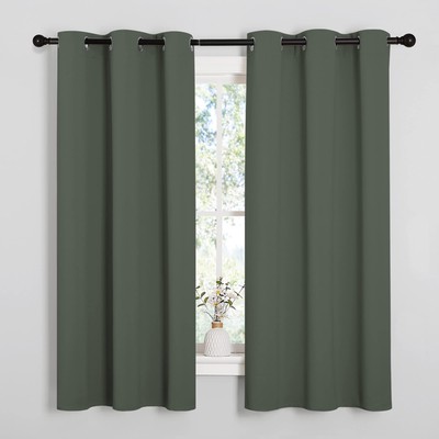 Blackout Curtain Panels, Home Decoration Thermal Insulated Solid Grommet Blac...-image