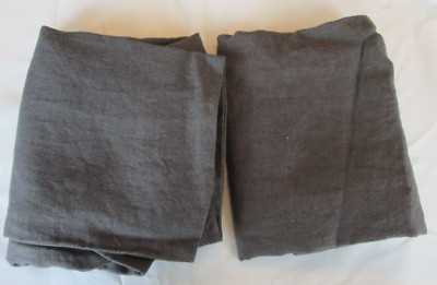 2 Pottery Barn Belgian Flax Linen Shams charcoal New wo tag-image