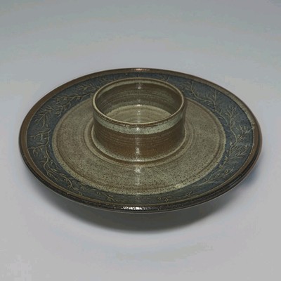 VTG Staropoli Pottery Serving Tray Chip Dip Large Stoneware Snacks Appetizer 83-image