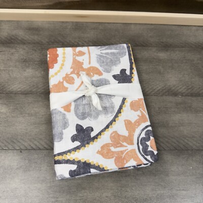 Pottery Barn Veronica Medallion Percale Pillow Sham Euro Orange Gray Multi NWOT-image