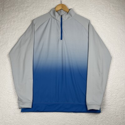 Peter Millar Crown Sport Perth Dip Dye 1/4 Zip Golf Pullover Mens Large Blue-image