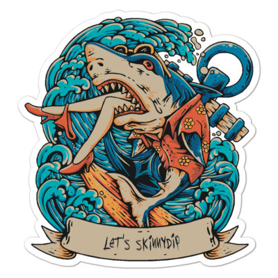 Let's Skinny-dip Shark, Vinyl Decal Sticker, Indoor Outdoor, 3 Sizes, #8907-image
