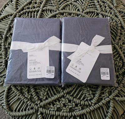 Pottery Barn Set Of Two NWT Organic cotton EURO shams 26x26 Gray/blue-image