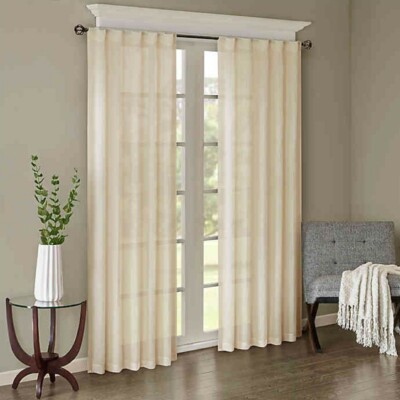 Madison Park Harper Cream 2 Window Panels Rod or Back Tabs 42