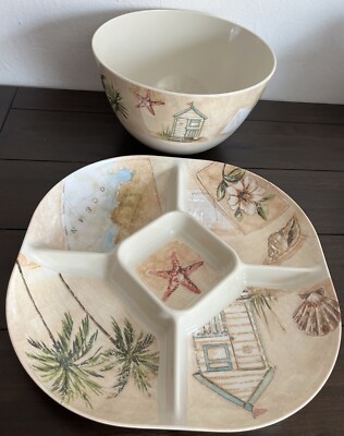 Chip And Dip Serving Tray + Large Bowl Melamine 15