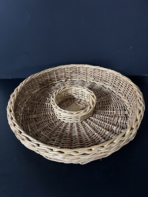 VTG Chip Dip Basket Woven Appetizer Serveware Natural Large Party Decor Fiesta-image