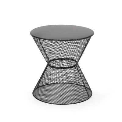 Modern Outdoor Iron Side Table, Matte Black-image