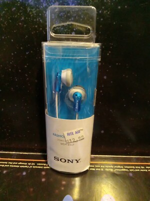 Blue Earbud Headphones, Blue New Sealed-image