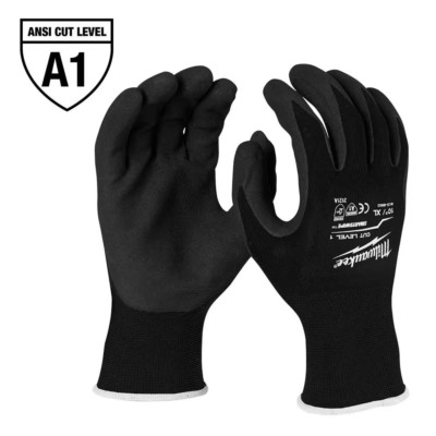 Large Black Nitrile Level 1 Cut Resistant Dipped Work Gloves (3-Pack)-image