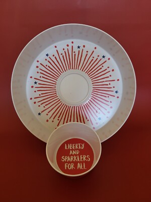 Americana Themed Chip & Dip Tray, Melamine, Safe on Patio or Around Pool-image