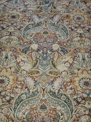 Pottery Barn KING Linen Blend CELESTE Duvet Cover Rust Blue Gold Paisley Floral-image