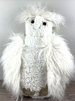 Pottery Barn Wyatt Owl Shaped Throw Pillow Ivory Tan 20