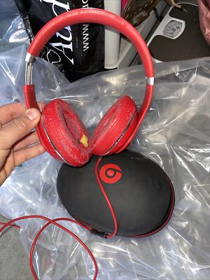 Beats Studio 2.0 Wired Headphones B0500 Red W Case No Charger Needs Pads-image