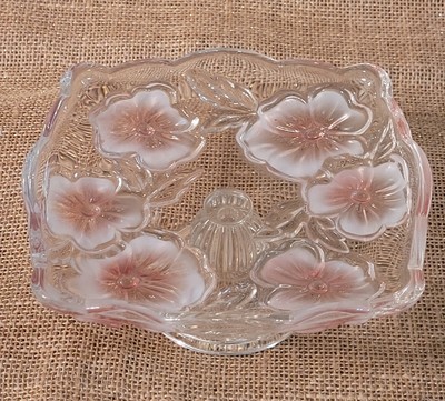 Pansy Bouquet Studio Nova Germany Footed Bon Bon Pedestal Tray Dish Pink Flowers-image