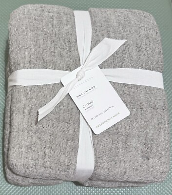Pottery Barn Cloud Cotton Linen Blanket King/Cal King, Gray, NWT-image