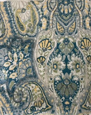 Pottery Barn Organic Cotton Queen Blue Rosalie Paisley Duvet Cover + 1 Sham-image