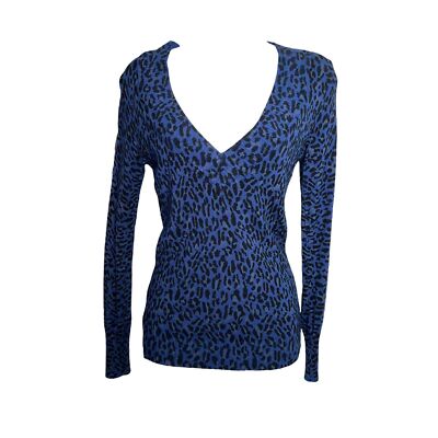 Express Design Studio Leopard Print V-Neck Pullover Top Women’s Size Small-image