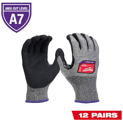 Milwaukee Tool 48-73-7013B Cut Protection Dipped Gloves, A7 Cut Level, 18 Ga,-image
