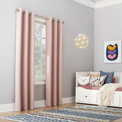 Sun Zero Riley Kids' Bedroom Blackout Grommet Top Curtain Panel Blush 40x63 1pc-image
