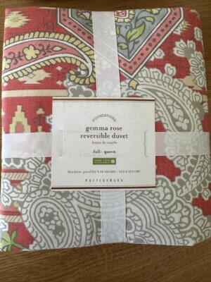 Pottery Barn Gemma Rose Reversible Full / Queen Duvet Cover Romantic BohemianNEW-image