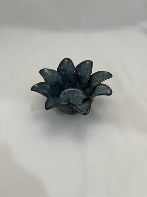 Art Pottery Flower Shaped Ring Holder Trinket Dish Candle Holder-image