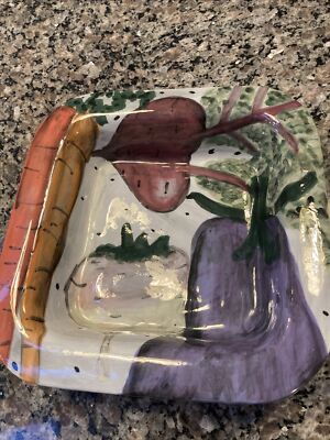 Patti Schneider STUDIO POTTERY Square Dish Bowl SIGNED 10